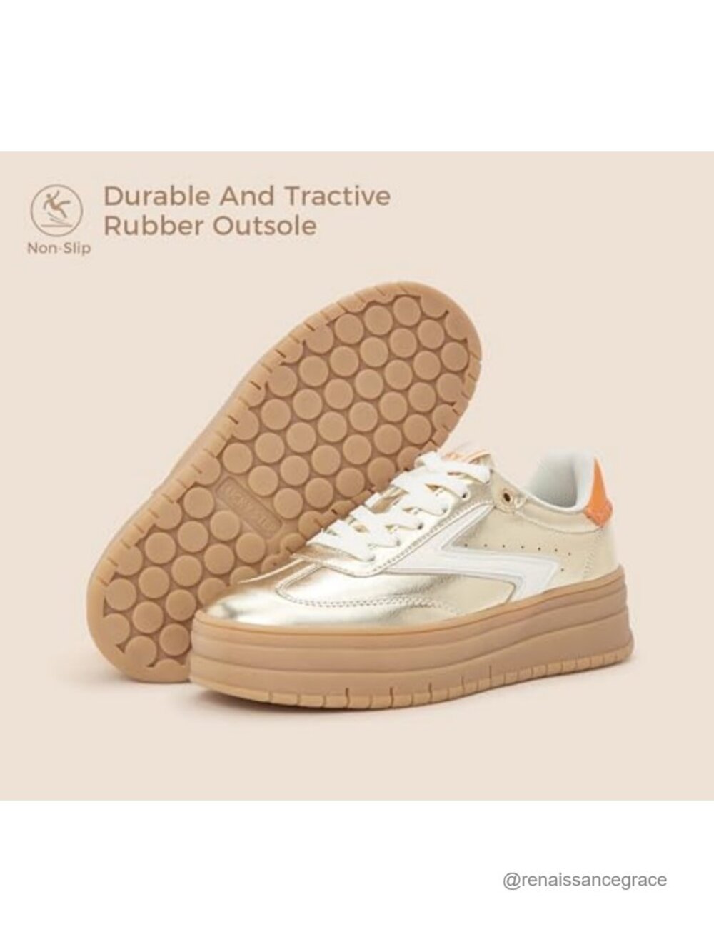 Women's Platform Sneakers Low Top Lace-Up Retro Athletic Shoes Rubber Sole